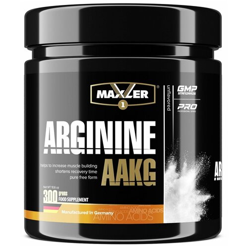 Аминокислота Maxler Arginine AAKG 300 гр arginine aakg аминокислота 1000мг 90 таб предтренировочный комплекс для пампа повышения выносливости и силовых показателей