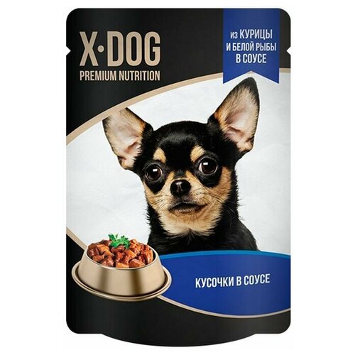 X-DOG влажный консервированный корм для собак, 85г курица и белая рыба в соусе, 1 шт. корм консервированный puffins picnic влажный для кошек 85г в соусе курица 5 шт