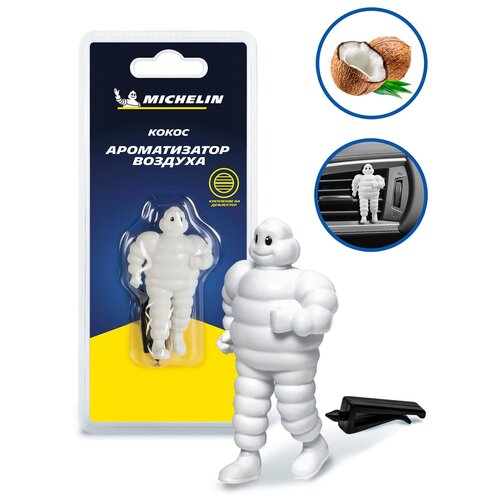 фото Ароматизатор воздуха michelin 3d бибендум, крепление на дефлектор "кокос", 32057