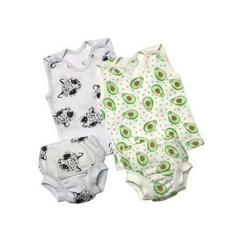 Комплект белья для малышей: майка на кнопочках и трусы на памперсы, 2 штуки, размер 68