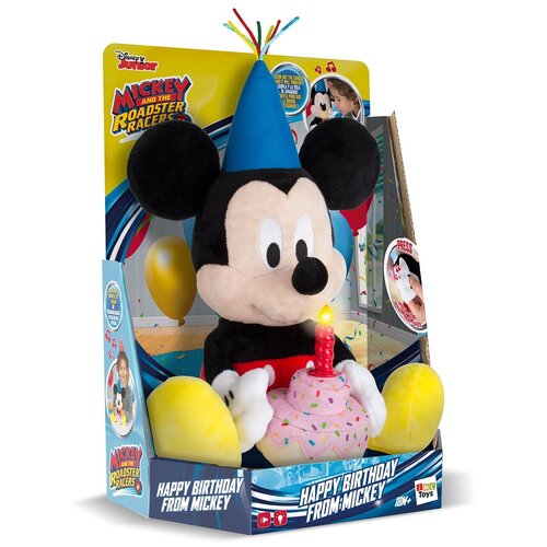 Disney Мягкая игрушка Микки и весёлые гонки: День рождения Микки (34 см, интеракт, звук, свет)