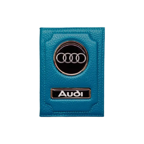 Обложка для автодокументов Audi (ауди) кожаная флотер