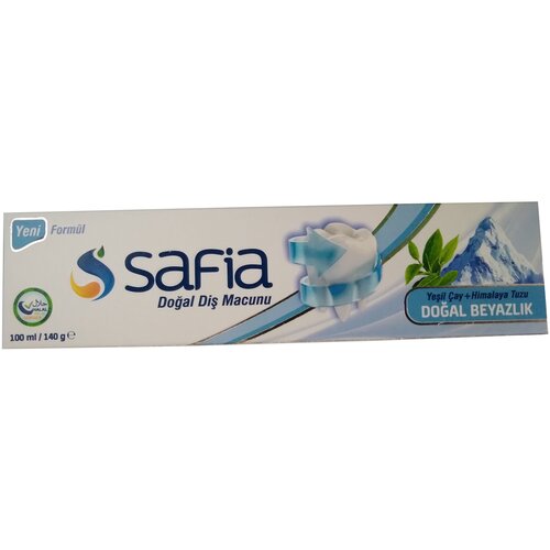 Натуральная органическая зубная паста Safia 140 гр. Турция (Экстракт листьев Камелии, Шалфея + Гималайская соль) Халяль
