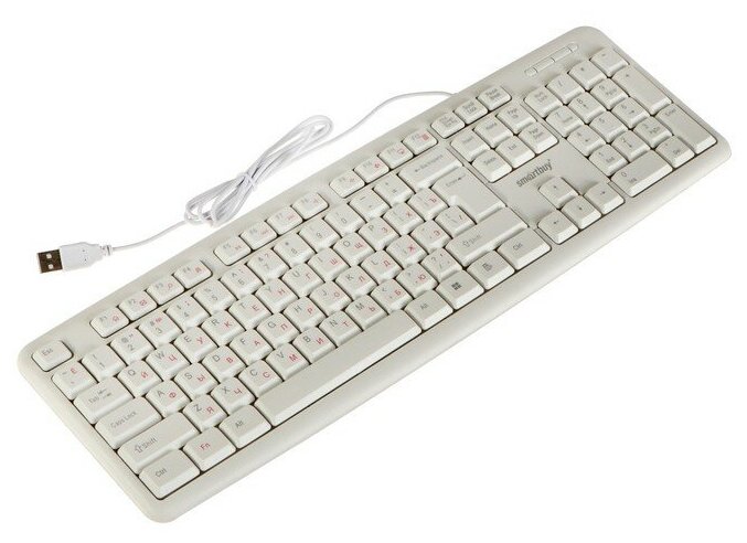 Клавиатура Smartbuy ONE 210, проводная, мембранная, 104 клавиши, USB, белая