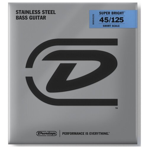 фото Dunlop super bright steel dbsbs45125s струны для 5 струнной бас-гитары, short, 45-125