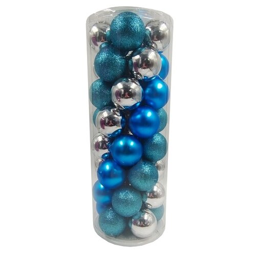 фото Набор елочных шаров winter glade 60140g258, синий/серебро, 6 см, 40 шт.