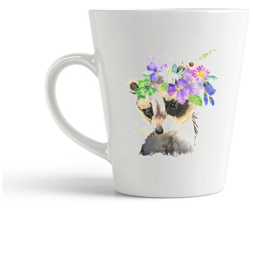 фото Кружка-латте coolpodarok "животные. енот с цветами"