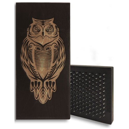 фото Доска садху черная сова - 6, размер 31x14, шаг гвоздей 10 мм чакра