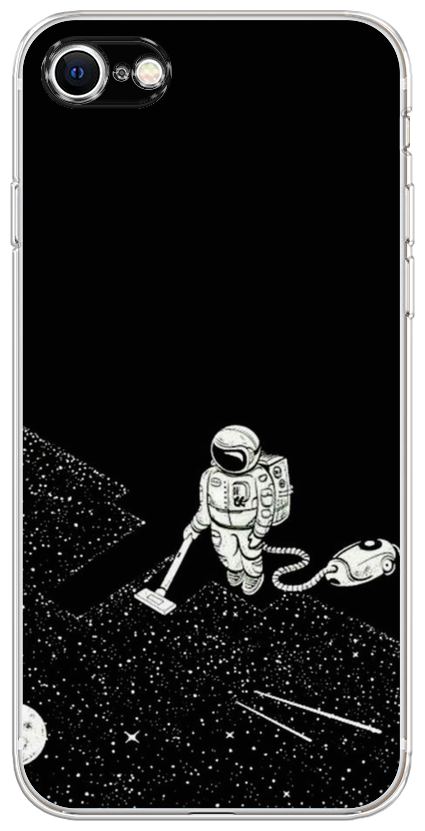 Силиконовый чехол на Apple iPhone 8 / Айфон 8 Космонавт с пылесосом