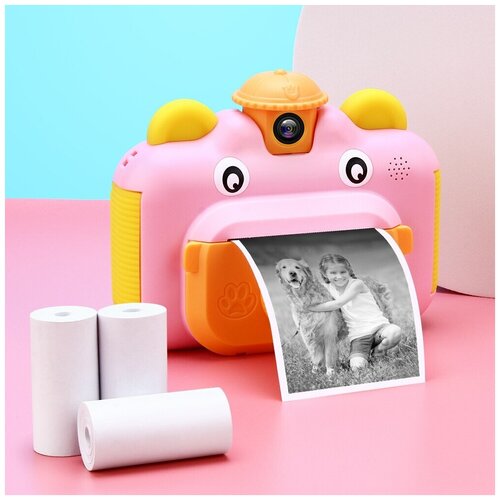 Фотоаппарат для детей INSTANT PHOTO / Фотокамера с моментальной печатью / Розовый
