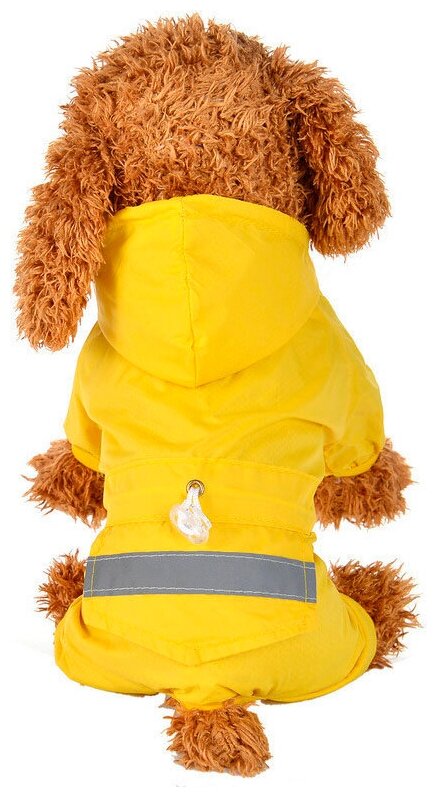 Дождевик для собак с капюшоном Family Pet водонепроницаемый, со светоотражающей лентой, цвет желтый, размер XXL