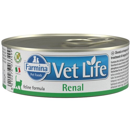 Влажный корм для кошек Farmina Vet Life Renal при проблемах с почками 2 шт. х 85 г (кусочки в желе)