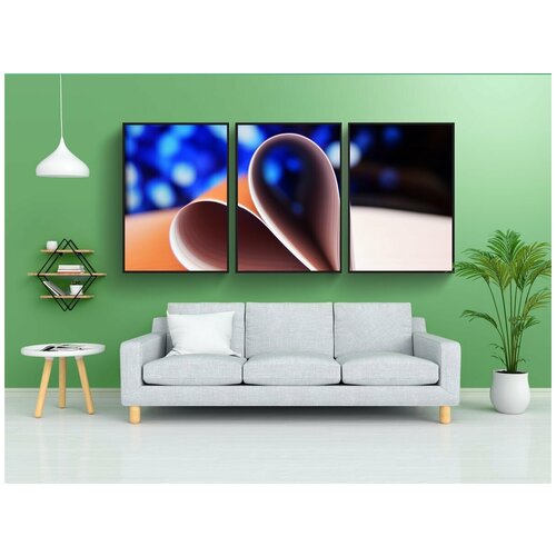 фото Набор модулных постеров для интерьера "сердце, книга, синий" 60x90 см. в тубусе, без рамки lotsprints