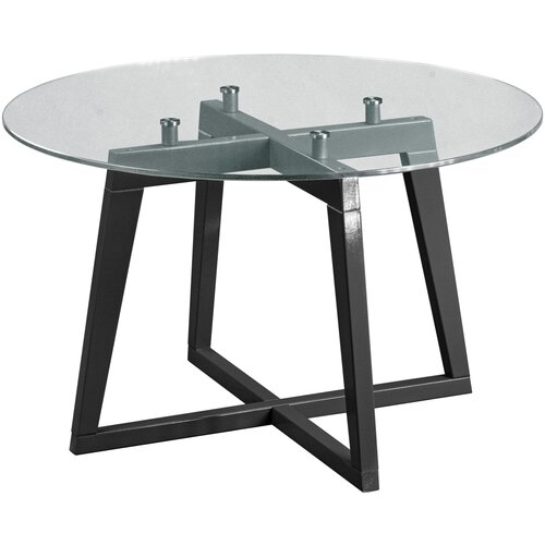 фото Стол журнальный рилле 445 серый графит/стекло прозрачное (круг) мебелик
