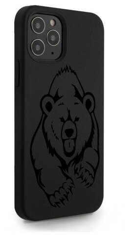 Черный силиконовый чехол MustHaveCase для iPhone 12/12 Pro Медведь для Айфон 12/12 Про
