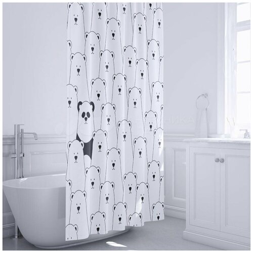 фото Штора для ванной fixsen panda fx-2501 без колец