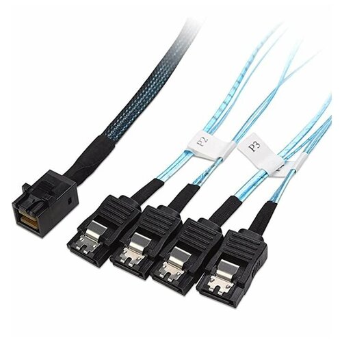 Кабель MINI SAS HD cable SFF-8643 на 4х SATA 0,8 м