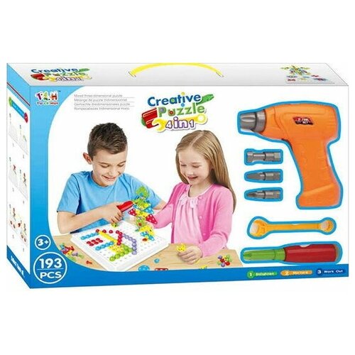 3D-Конструктор 4 в 1 с шуруповертом, 193 дет.