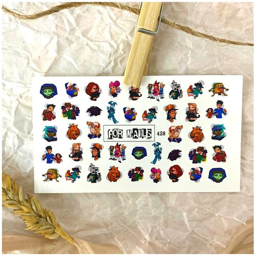 Слайдер (водные наклейки) для дизайна ногтей FN428 Мультфильмы