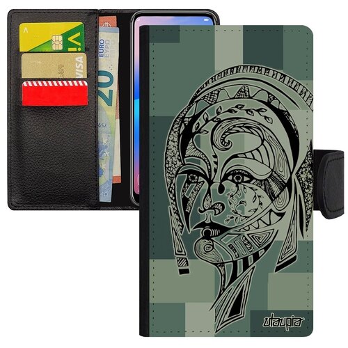 фото Защитный чехол-книжка для мобильного // apple iphone xs // "портрет женщины" лицо девушка, utaupia, серый