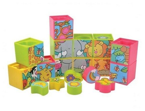 Кубики пластиковые, набор из 12 штук разных цветов для детей от 1 года 23097-3