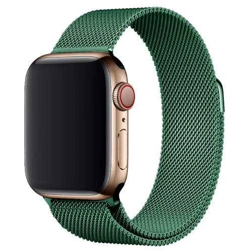 фото Металлический ремешок для часов apple watch 42-44 mm миланская петля / стальной браслет сетчатый гипоаллергенный ( зеленый сибериан ) isa