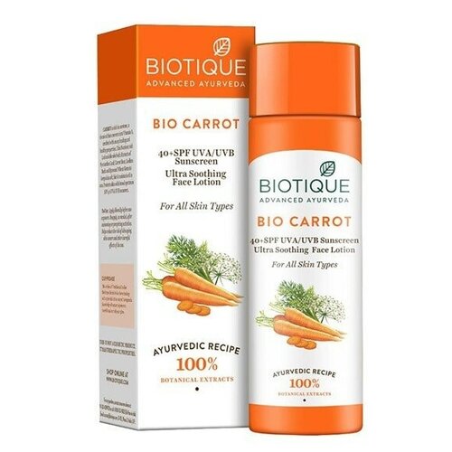 Лосьон солнцезащитный для лица и тела Морковь SPF 40 (Bio Carrot) Biotique, 120 мл