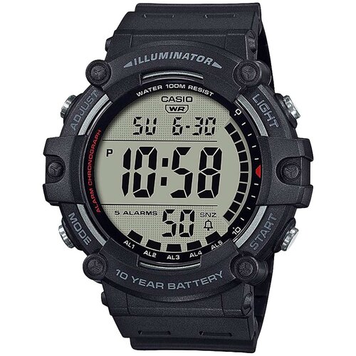 фото Мужские наручные часы casio collection men ae-1500wh-1avef спортивные светодиодная подсветкой с таймером будильником с автоматическим календарем для рыбалки для охоты для бассейна японские полимерный пластик водонепроницаемые функция мирового времени