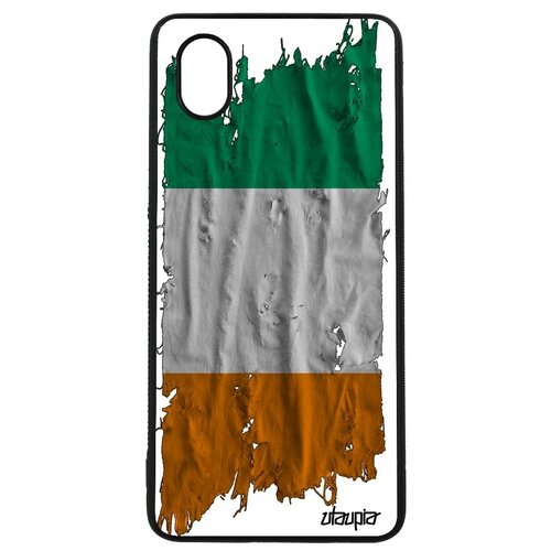 фото Красивый чехол для мобильного // galaxy a01 // "флаг кот-д'ивуар на ткани" стиль патриот, utaupia, белый