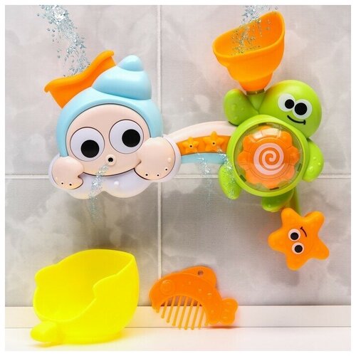 Набор игрушек для игры в ванне Черепашка - мельница, на присоске набор игрушек для игры в ванне крабик мельница цвет микс