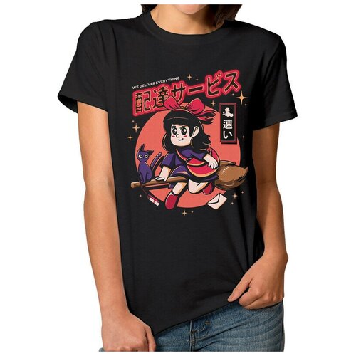 фото Футболка design heroes аниме ведьмина служба доставки женская черная 3xl