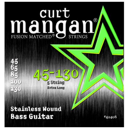 Curt Mangan Stainless Bass Strings 45-130 5 String струны для 5-струнной бас-гитары струны для 6 ти струнной бас гитары dunlop dbsbs super bright steel bass 30 130 6 strings