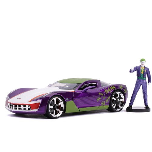 Набор Hollywood Rides Машинка с Фигуркой 2.75 1:24 2009 Chevy Corvette Stingray Concept W/Joker Figure 31199 модель chevy corvette stingray 1969 с фигуркой харли квинн