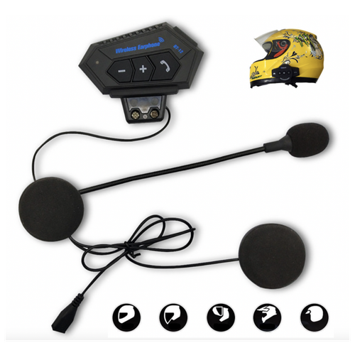 Bluetooth 5.0 мотогарнитура для шлема BT12, автоматический ответ, решение CSR, аккумулятор 500 мАч