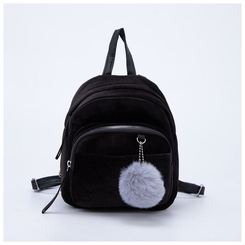 фото Рюкзак молодежный бархатный, 21х19х10 см, цвет чёрный нет бренда