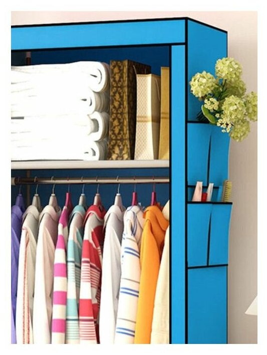 Шкаф одежда COZY PLACE для хранения одежды, 6 отделений, синий - фотография № 10