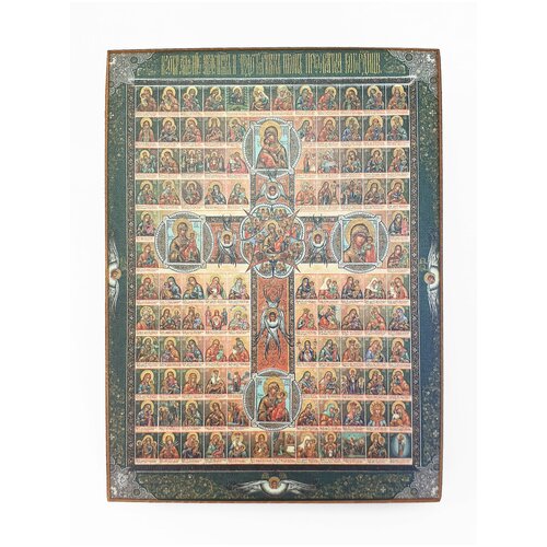 собор богородичных икон икона на холсте Икона Собор Богородичных икон, размер - 20х25