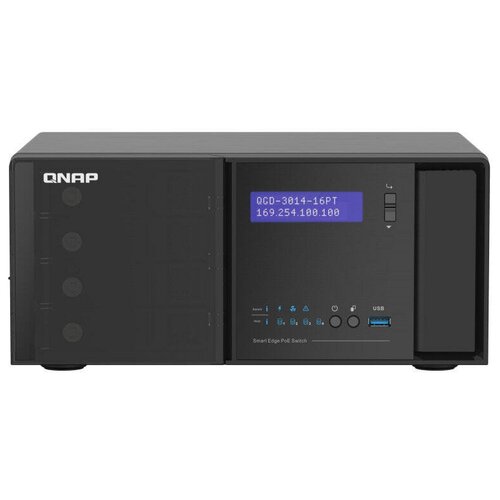 QNAP QGD-3014-16PT-8G сетевой коммутатор Управляемый Gigabit Ethernet 101001000 Питание по Ethernet PoE Черный 29625600₽