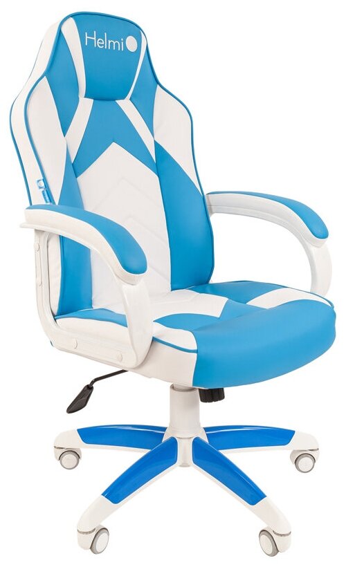 Кресло игровое Helmi HL-S17 "Arrow", экокожа, бело-синяя, механизм качания (322028)