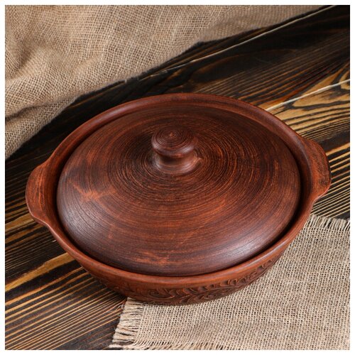 фото Сковорода с резкой 24 см, 1 л красная глина