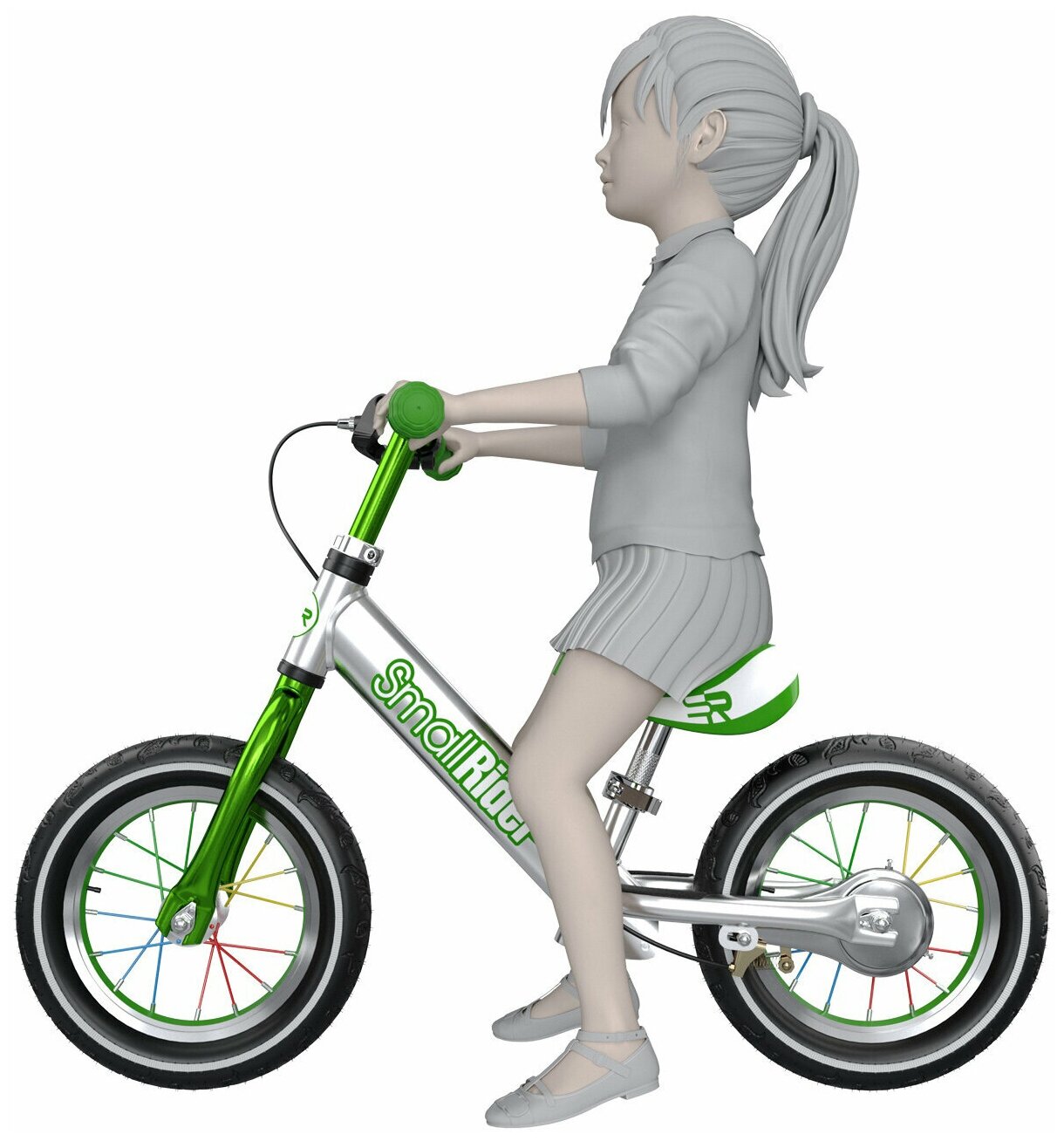 Беговел Small Rider Foot Racer 3 EVA кол.:24" серебристый/зеленый 3.6кг (MEGA007) - фото №11