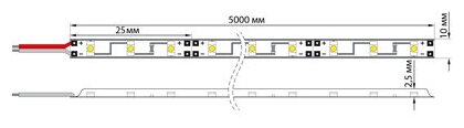 LAMPER LED лента 12 В 8 мм IP23 SMD 2835 120 LED/m 12 V цвет свечения белый (6000 K) (2 штуки)