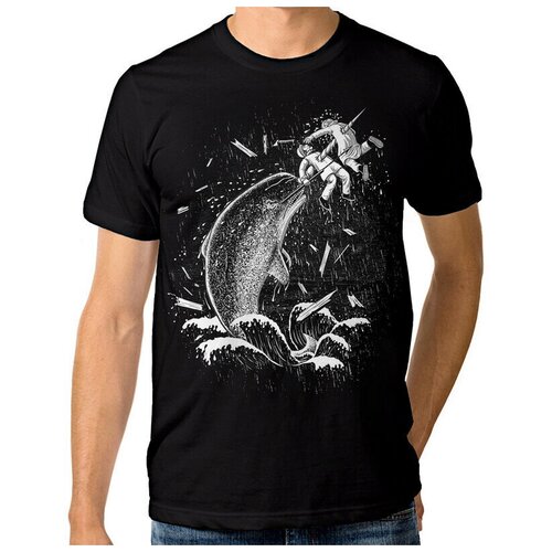 фото Футболка dream shirts нарвал против рыбаков мужская черная 2xl