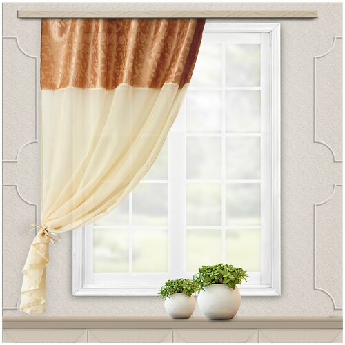 фото Штора для кухни вуаль-жаккард 140*160 бежевый witerra