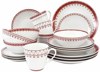 Набор посуды на 4 персоны 20 предметов Leander "Hyggelyne /Красные узоры" / 158491