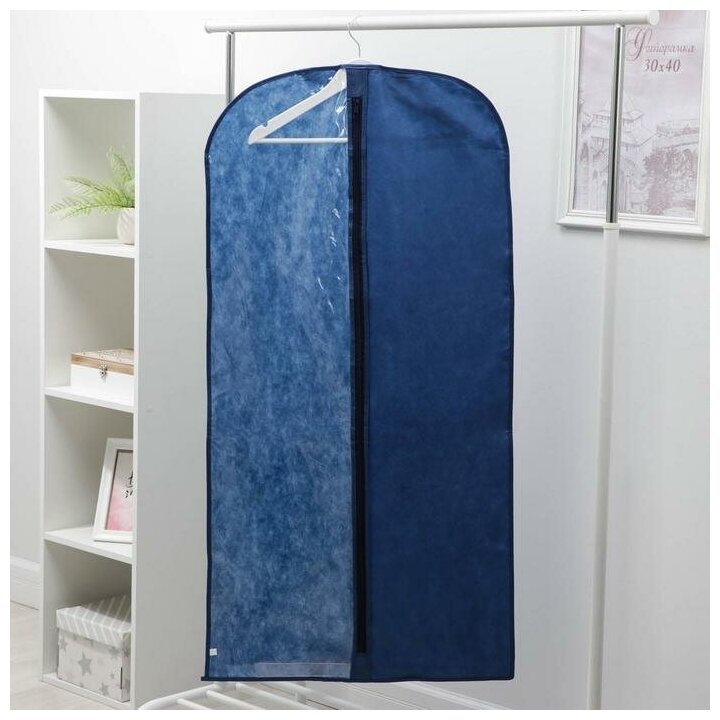 Чехол для одежды, 60×120 см, спанбонд, цвет синий - фотография № 1