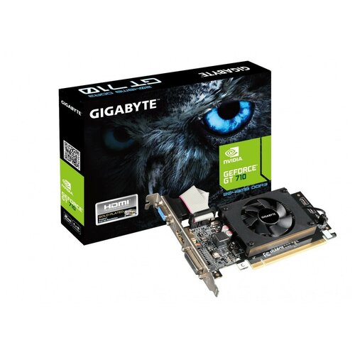 Видеокарта GIGABYTE GeForce GT 710 2 ГБ, GDDR3, черный