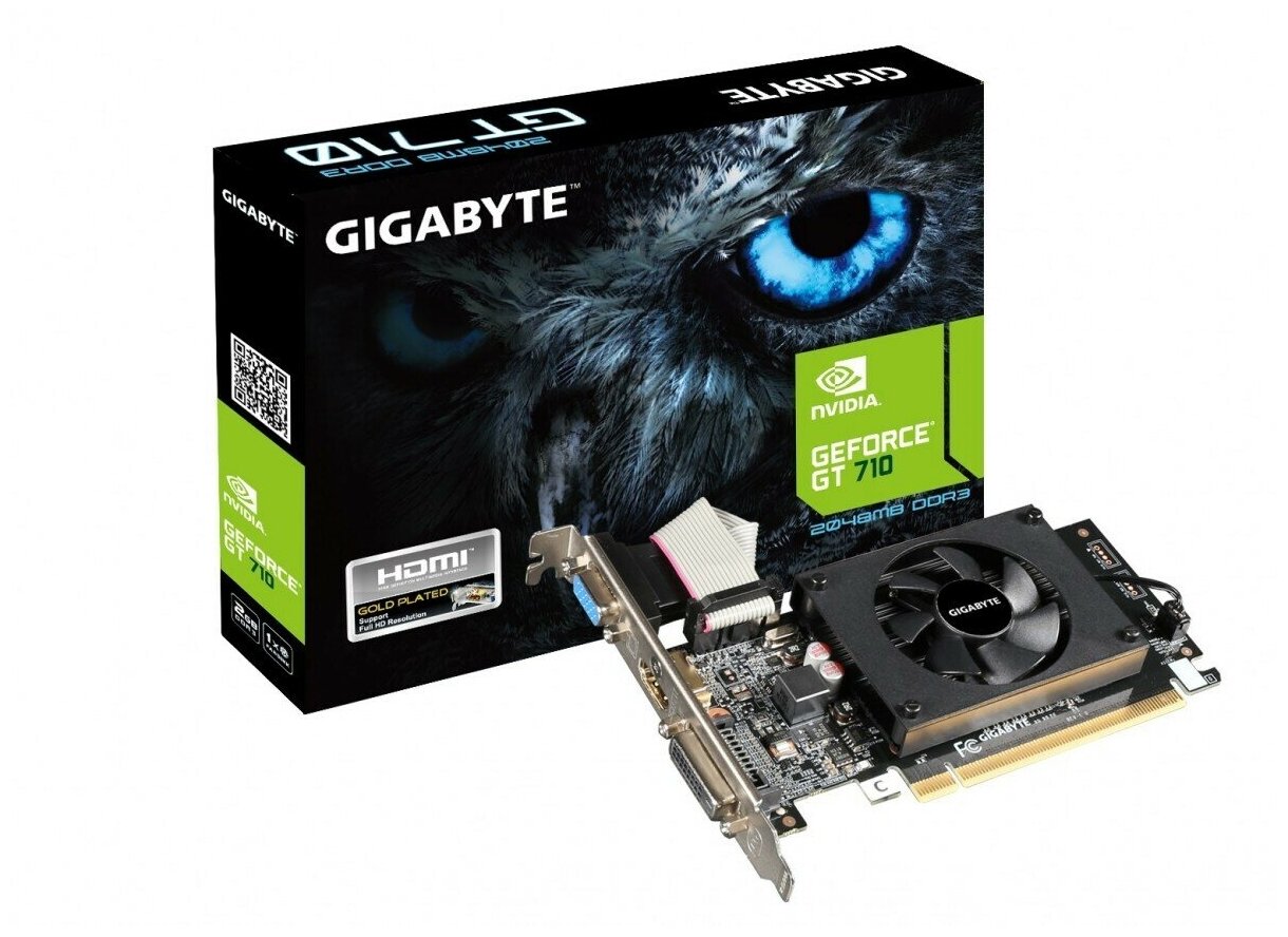 Видеокарта GIGABYTE GeForce GT 710 2 ГБ GDDR3 черный