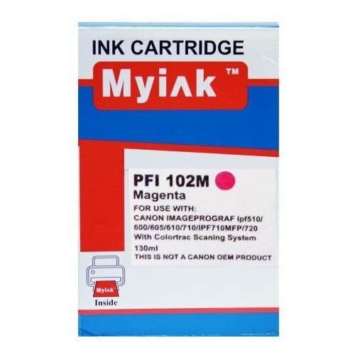 Картридж MyInk для CANON PFI-102M IPF 500/600/700 Magenta (130 ml, Dye) картридж myink для canon pfi 102m ipf 500 600 700 magenta 130 ml dye