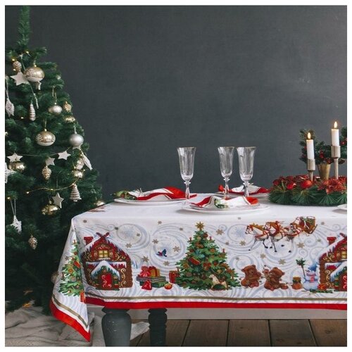 фото Набор столовый "новогодняя сказка", скат.150х180см +/-3см с гмво, салф.40х40см-8 шт, хл100% этель